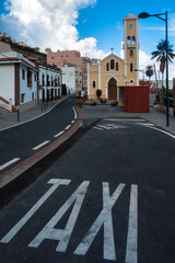 La Gomera, Hermigua, Canary Islands, Spain: square with taxi rank