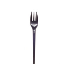 One black plastic folk isolated on white background.