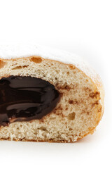 
donut with chocolate filling on the table