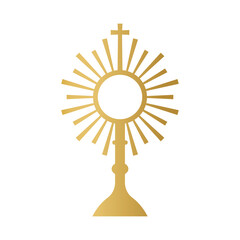 golden Sacrament of the Eucharist, Holy Communion, Corpus Christi, Monstrance- vector illustration - obrazy, fototapety, plakaty