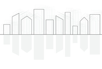 Vector silhouette of city buildings