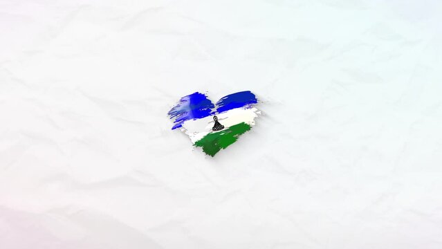 Lesotho grunge flag. Heart for your design. Beautiful heart consisting of paint strokes. Perfect for screensavers or intros