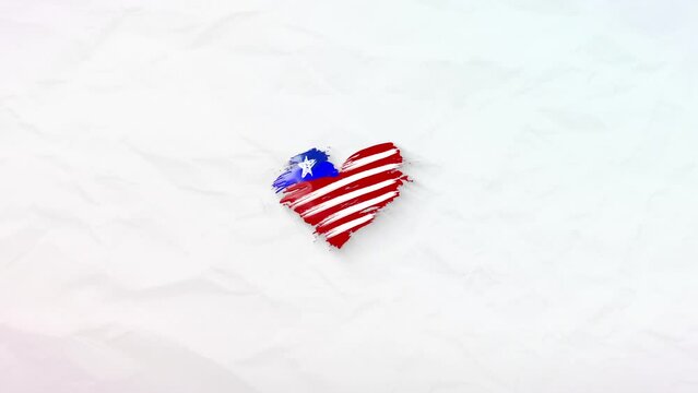 Liberia grunge flag. Heart for your design. Beautiful heart consisting of paint strokes. Perfect for screensavers or intros