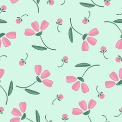 vector pink flowers seamless pattern