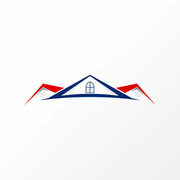 Unique but simple three roof house in 3D with windows image graphic icon logo design abstract concept vector stock. Can be used as a symbol related to property or home