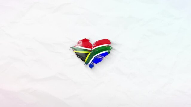 South Africa grunge flag. Heart for your design. Beautiful heart consisting of paint strokes. Perfect for screensavers or intros