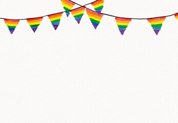 Rainbow flag brush watercolor style isolate on white background.LGBT  Pride month texture concept