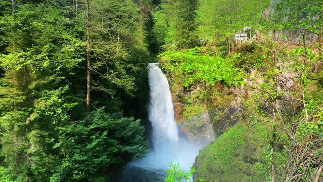 Palovit Waterfall in summer. Region gets huge amount of rain during the year, water level remains high even in the summer. Kackarlar, Rize - Turkey