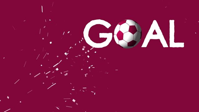 Celebrating goal in a football game. Football or Soccer ball using &lsquo;Goal&rsquo; text animation. 3d soccer ball on green screen and black alpha background 4k animation. 