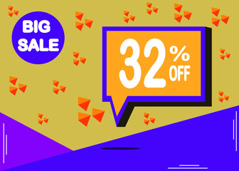 Obraz premium Sale banner template design with 32% off. Poster for great offer in orange and purple.