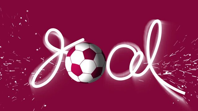 Football or Soccer ball using &lsquo;Goal&rsquo; handwriting text animation. Celebrating a goal in a football game. 3d soccer ball on green screen and black alpha background 4k animation.