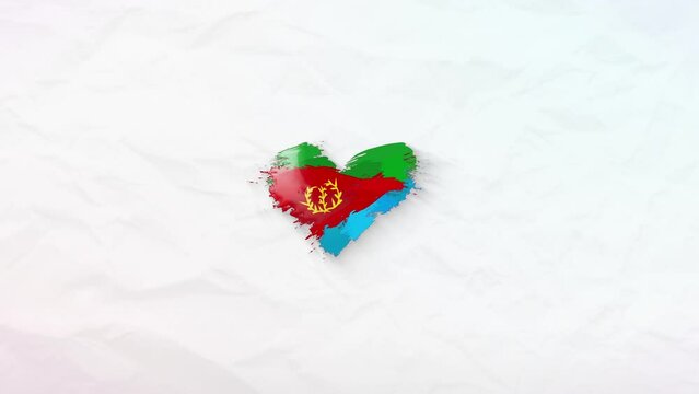 Eritrea grunge flag. Heart for your design. Beautiful heart consisting of paint strokes. Perfect for screensavers or intros