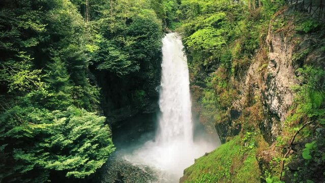 Palovit Waterfall in summer. Region gets huge amount of rain during the year, water level remains high even in the summer. Kackarlar, Rize - Turkey