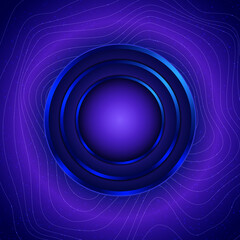 Abstract vector wave blue shining background illustration with round banner