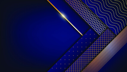 Blue and gold geometric background. Vector illustration.