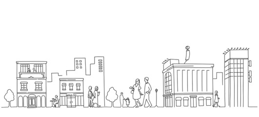 都会の街の風景　背景素材　繁華街