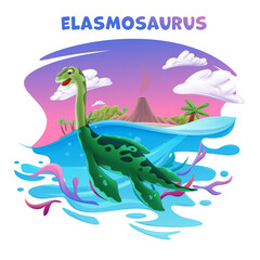 elasmosaurus dinosaur in the sea