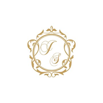 JS intial wedding invitation elegant vector graphic template