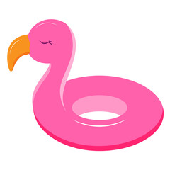 Cute inflatable pink  flamingo on white background