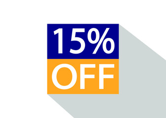 Up To 15% Off. Special offer sale sticker on white background with shadow.