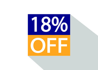 Up To 18% Off. Special offer sale sticker on white background with shadow.