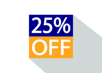 Up To 25% Off. Special offer sale sticker on white background with shadow.