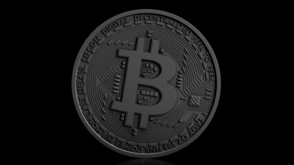 3d render falling bitcoin black day background