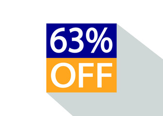 Up To 63% Off. Special offer sale sticker on white background with shadow.