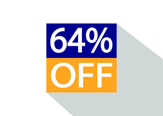 Up To 64% Off. Special offer sale sticker on white background with shadow.