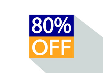 Up To 80% Off. Special offer sale sticker on white background with shadow.