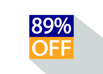 Up To 89% Off. Special offer sale sticker on white background with shadow.