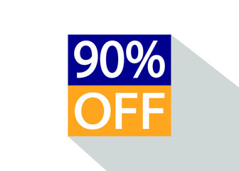 Up To 90% Off. Special offer sale sticker on white background with shadow.