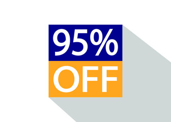 Up To 95% Off. Special offer sale sticker on white background with shadow.