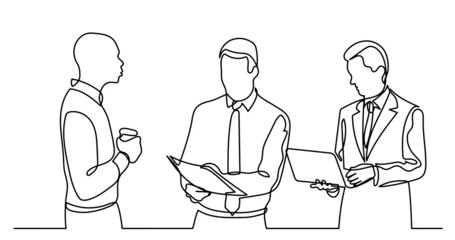 continuous line drawing of business people talking