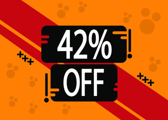 42% off for special sale, red and black squares with yellow background.