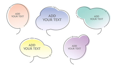 Speech bubble frame set, kawaii chat clouds vectors