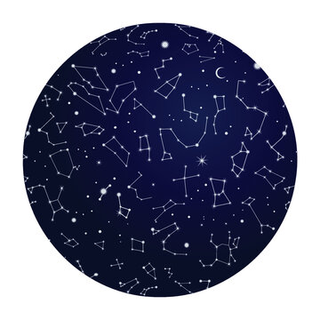 Constellations in the sky. Orion, Sagittarius, Scorpio, Cepheus, Ursa Major, etc.