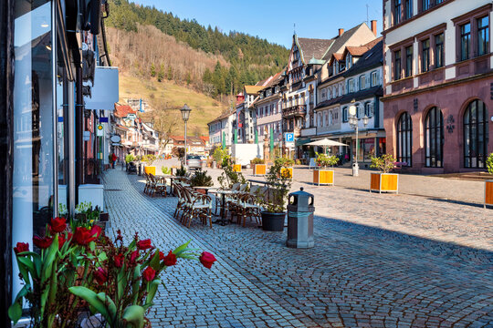 Marktstrasse in the idyllic village Wolfach, Ordenaukreis, Black Forest, Germany