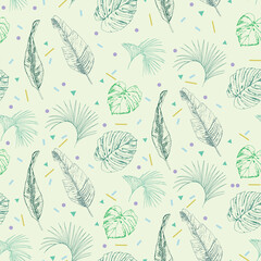Palm leaves vector seamless pattern