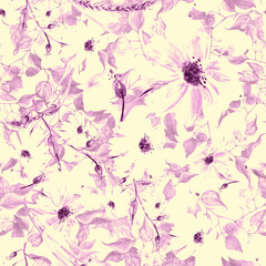 Vintage seamless watercolor pattern - hand drawing threads of lemon, lime  with leaves. Trendy pattern. Painting
Citrus fruits.orange slice, lemon. Branch with citrus fruit. Citrus art background