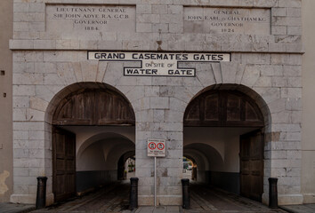 long shot of the grand casemates gates in the english colony of gibraltar