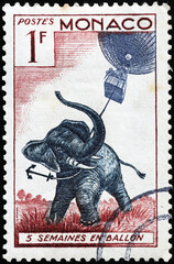 Novel by Jules Verne celebrated on vintage postage stamp