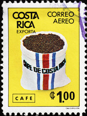 Costa rican coffee promoted on postage stamp