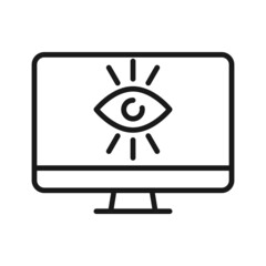 Online training, Educational resources vector line icon. Live Webinar