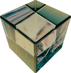 3D Abstract Refracted Glass Cube