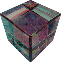 3D Abstract Refracted Glass Cube