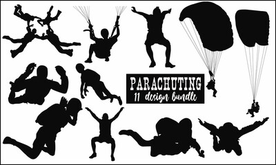 parachuting design bundle , Vector Image, silhouettes parachuting vector illustration
