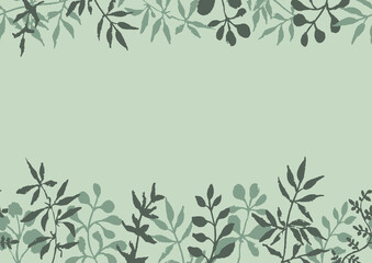 Seamless pattern with summer plants. Design for frames or borders. Botanical vector illustration in flat style on a green background.