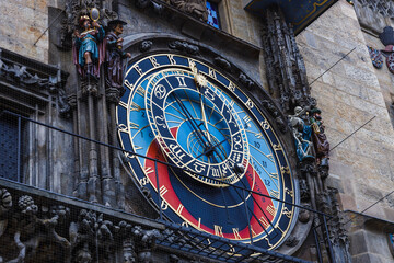 Detail of the Prague astronomical clock in the Old Town of Prague, Czech Republic
