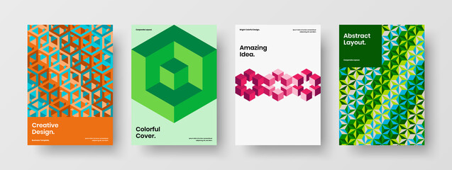 Premium corporate cover A4 design vector illustration collection. Creative geometric shapes placard concept set.